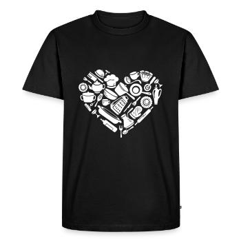 Matériel de cuisson Coeur Outils de cuisine Chef de cuisine - T-shirt Premium bio Homme - noir - Devant - Nico (187cm)