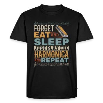 Oubliez manger et dormir Jouez simplement de l’harmonica et du M - T-shirt Premium bio Homme - noir - Devant - Nico (187cm)