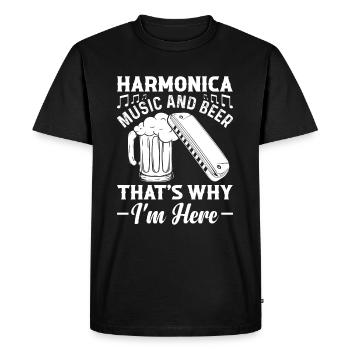 Harmonica Music And Beer That's Why Im Here Harmon - Men's Premium Organic T-Shirt - black - Front - Nico (187cm)