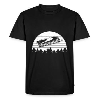 Retro With A Harmonica Harmonica Mouth Organ Play - Men's Premium Organic T-Shirt - black - Front - Nico (187cm)