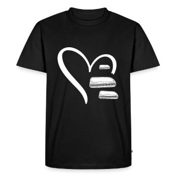 Three Harmonicas In a Heart Harmonica Mouth Organ - Men's Premium Organic T-Shirt - black - Front - Nico (187cm)
