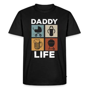 Daddy Life - Première fête des pères Papa Fête des pères - T-shirt Premium bio Homme - noir - Devant - Nico (187cm)