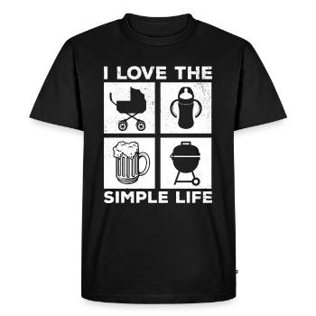 I Love The Simple Life - New Fathers Day - Men's Premium Organic T-Shirt - black - Front - Nico (187cm)