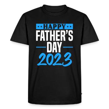 Bonne fête des pères 2023 - Fête des pères Père heureux - T-shirt Premium bio Homme - noir - Devant - Nico (187cm)
