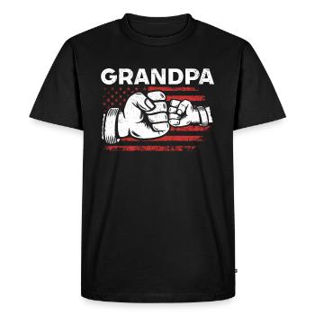 Grand-père Fathers Day USA Flag & Happy Fathers Day D - T-shirt Premium bio Homme - noir - Devant - Nico (187cm)