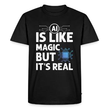 IA Intelligence artificielle - L’IA est comme de la magie mais - T-shirt Premium bio Homme - noir - Devant - Nico (187cm)