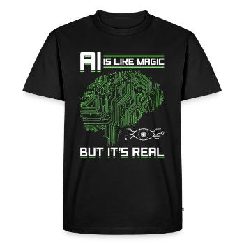 Intelligence artificielle - L’IA est comme de la magie, mais elle - T-shirt Premium bio Homme - noir - Devant - Nico (187cm)
