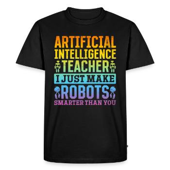 Ai Artificial Intelligence Teacher - Men's Premium Organic T-Shirt - black - Front - Nico (187cm)