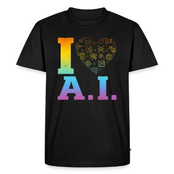 J’aime l’IA - Intelligence artificielle - T-shirt Premium bio Homme - noir - Devant - Nico (187cm)