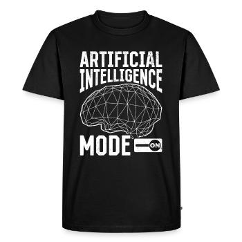 Artificial Intelligence Mode On - Men's Premium Organic T-Shirt - black - Front - Nico (187cm)