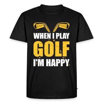 When I Play Golf I'm Happy - Golfing Golf Player - Men's Premium Organic T-Shirt - black - Front - Nico (187cm)