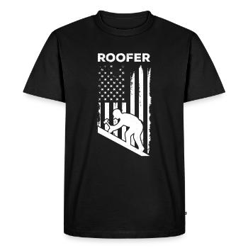 Roofer America Flag Roofing Roof Worker Roofer - T-shirt Premium bio Homme - noir - Devant - Nico (187cm)