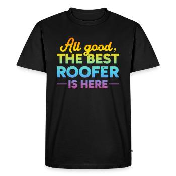 Tout va bien Le meilleur couvreur est ici - Roofer - T-shirt Premium bio Homme - noir - Devant - Nico (187cm)
