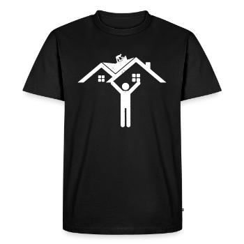 Drôle de couvreur Stick Figure - Roof Worker Roofing Co - T-shirt Premium bio Homme - noir - Devant - Nico (187cm)
