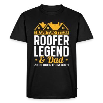 J’ai deux titres Roofer Legend & Dad - Roofing Da - T-shirt Premium bio Homme - noir - Devant - Nico (187cm)