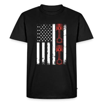 Auto Mechanic Car Piston Car Mechanic US Flag - Men's Premium Organic T-Shirt - black - Front - Nico (187cm)