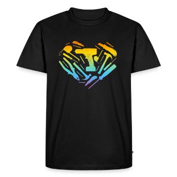 Ouvrier couvreur de cœur de toiture et entrepreneur en toiture - T-shirt Premium bio Homme - noir - Devant - Nico (187cm)