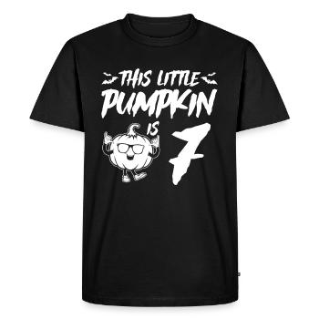 Anniversaire d’Halloween Cette petite citrouille a 7 ans - T-shirt Premium bio Homme - noir - Devant - Nico (187cm)