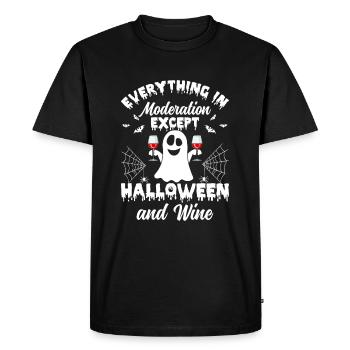 Everything In Moderation Except Halloween & Wine - Men's Premium Organic T-Shirt - black - Front - Nico (187cm)