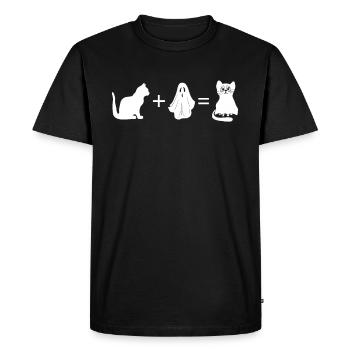Funny Halloween Cat + Ghost = Funny Cat Ghost - Men's Premium Organic T-Shirt - black - Front - Nico (187cm)