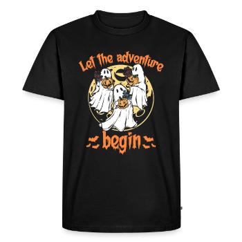 Let The Adventure Begin - Ghost Pumpkin Halloween - Men's Premium Organic T-Shirt - black - Front - Nico (187cm)