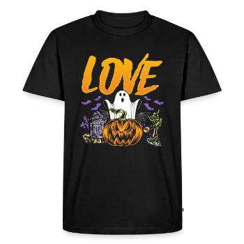 Halloween Ghost Pumpkin - LOVE Halloween - Men's Premium Organic T-Shirt - black - Front - Nico (187cm)