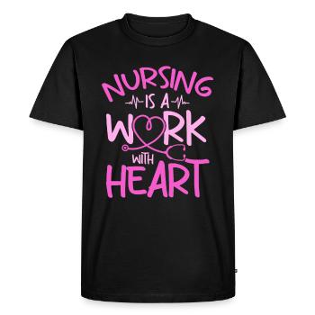 Les soins infirmiers sont un travail avec le cœur - Nurse Life Hospital - T-shirt Premium bio Homme - noir - Devant - Nico (187cm)
