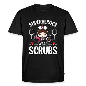 Nurse Nursing - Superheroes Wear Scrubs - Men's Premium Organic T-Shirt - black - Front - Nico (187cm)