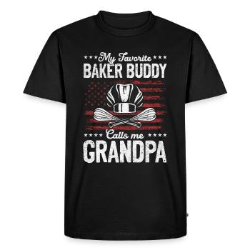 Mon copain boulanger préféré m’appelle grand-père - Baker G - T-shirt Premium bio Homme - noir - Devant - Nico (187cm)