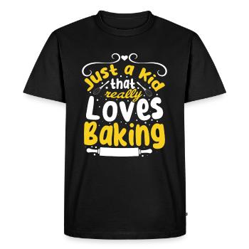 Just A Kid That Really Loves Baking - Baking Kids - Men's Premium Organic T-Shirt - black - Front - Nico (187cm)