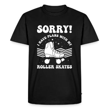 Roller - J’ai des projets avec mon patin à roulettes - T-shirt Premium bio Homme - noir - Devant - Nico (187cm)