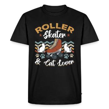 Patinage à roulettes Patineur à roulettes et amoureux des chats - T-shirt Premium bio Homme - noir - Devant - Nico (187cm)