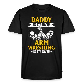Papa est mon nom Le bras de fer est mon jeu - Arm Wr - T-shirt Premium bio Homme - noir - Devant - Nico (187cm)