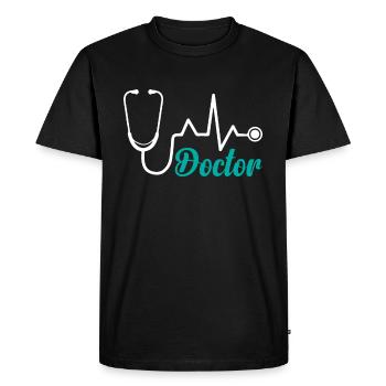 Médecin urgentiste Médecin hospitalier Docteur Stethoscop - T-shirt Premium bio Homme - noir - Devant - Nico (187cm)