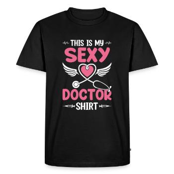 C’est ma chemise de médecin sexy - Hospital Doctor Lif - T-shirt Premium bio Homme - noir - Devant - Nico (187cm)