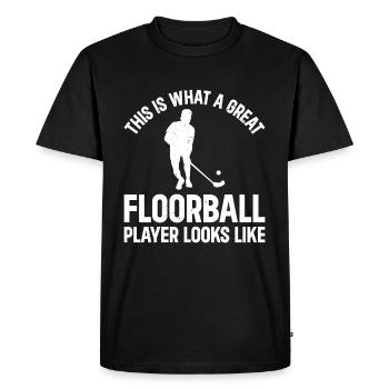 Unihockey Floorball - Grand joueur de floorball - T-shirt Premium bio Homme - noir - Devant - Nico (187cm)