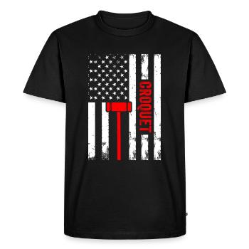 Croquet Joueur de croquet drapeau américain - T-shirt Premium bio Homme - noir - Devant - Nico (187cm)