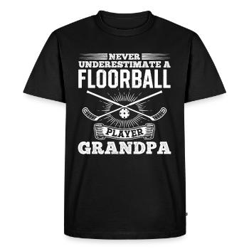 Never Underestimate A Floorball Player Grandpa Flo - Men's Premium Organic T-Shirt - black - Front - Nico (187cm)