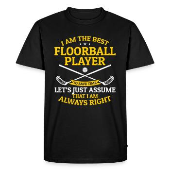 Jeu de floorball - Je suis le meilleur joueur de floorball - T-shirt Premium bio Homme - noir - Devant - Nico (187cm)