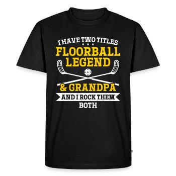 J’ai deux titres : Floorball Legend et Grandpa Floor - T-shirt Premium bio Homme - noir - Devant - Nico (187cm)