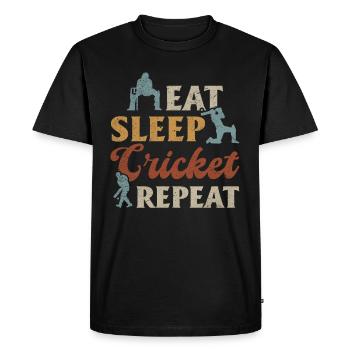 Eat Sleep Cricket Repeat - Joueur de cricket drôle Cr - T-shirt Premium bio Homme - noir - Devant - Nico (187cm)