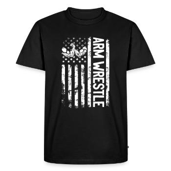 Bras de fer Bras de fer Drapeau américain Bras de fer - T-shirt Premium bio Homme - noir - Devant - Nico (187cm)