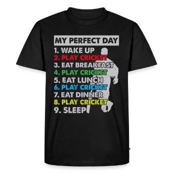 Joueur de cricket Cricket Plan de la journée de cricket - T-shirt Premium bio Homme - noir - Devant - Nico (187cm)