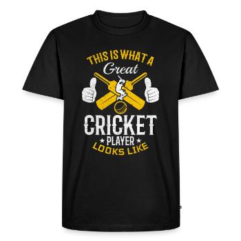 Jeu de cricket Cricket Sport - Grand joueur de cricket - T-shirt Premium bio Homme - noir - Devant - Nico (187cm)