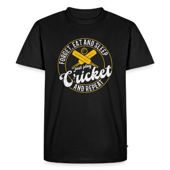 Forget eat and sleep just play Cricket and repeat - Men's Premium Organic T-Shirt - black - Front - Nico (187cm)