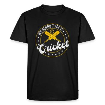 Joueur de cricket - Mon groupe sanguin est Crick - T-shirt Premium bio Homme - noir - Devant - Nico (187cm)
