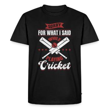 Jeu de cricket - Désolé pour ce que j’ai dit en jouant - T-shirt Premium bio Homme - noir - Devant - Nico (187cm)