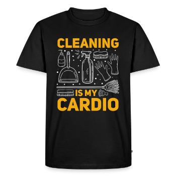 Le nettoyage est mon cardio - Concierge drôle Funny Housek - T-shirt Premium bio Homme - noir - Devant - Nico (187cm)