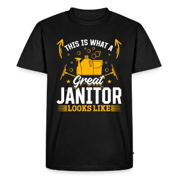 Voici à quoi ressemble un bon concierge - Nettoyage - T-shirt Premium bio Homme - noir - Devant - Nico (187cm)