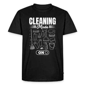 Femme de ménage Concierge - Mode de nettoyage activé - T-shirt Premium bio Homme - noir - Devant - Nico (187cm)